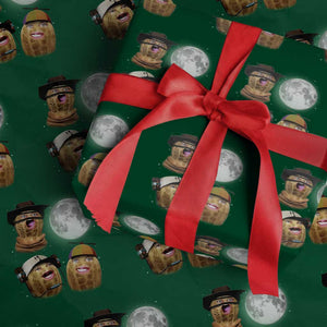 Funny Burnt Peanut Howling at the Moon Wrapping Paper Roll TS14 Green Print Your Wear