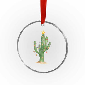 Funny Cactus Christmas Xmas Trees Lights Santa Hat Cactus Lovers Crystal Glass Ornament TS11 Print Your Wear