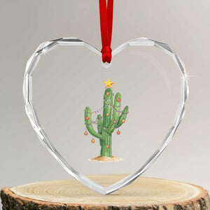 Funny Cactus Christmas Xmas Trees Lights Santa Hat Cactus Lovers Heart Crystal Glass Ornament TS11 Transparent Glass 3'' Heart Print Your Wear
