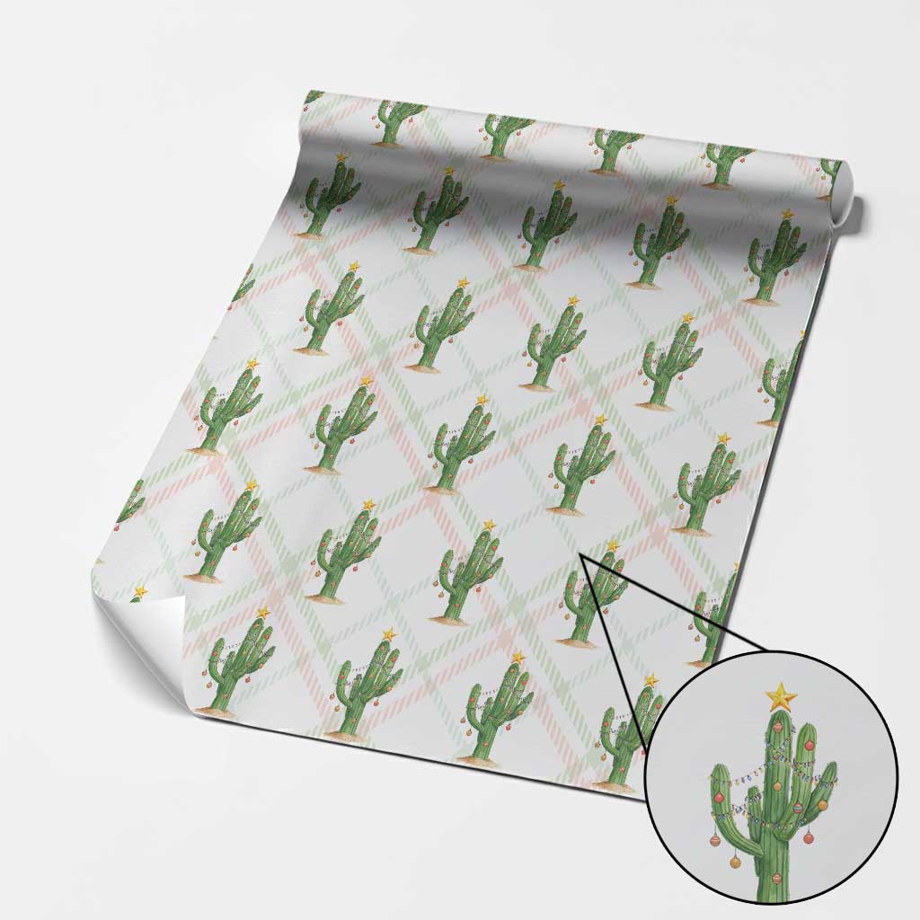 Funny Cactus Christmas Xmas Trees Lights Santa Hat Cactus Lovers Wrapping Paper Roll TS11 Christmas Plaid Print Your Wear