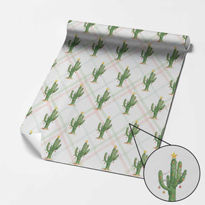 Funny Cactus Christmas Xmas Trees Lights Santa Hat Cactus Lovers Wrapping Paper Roll TS11 Christmas Plaid Print Your Wear