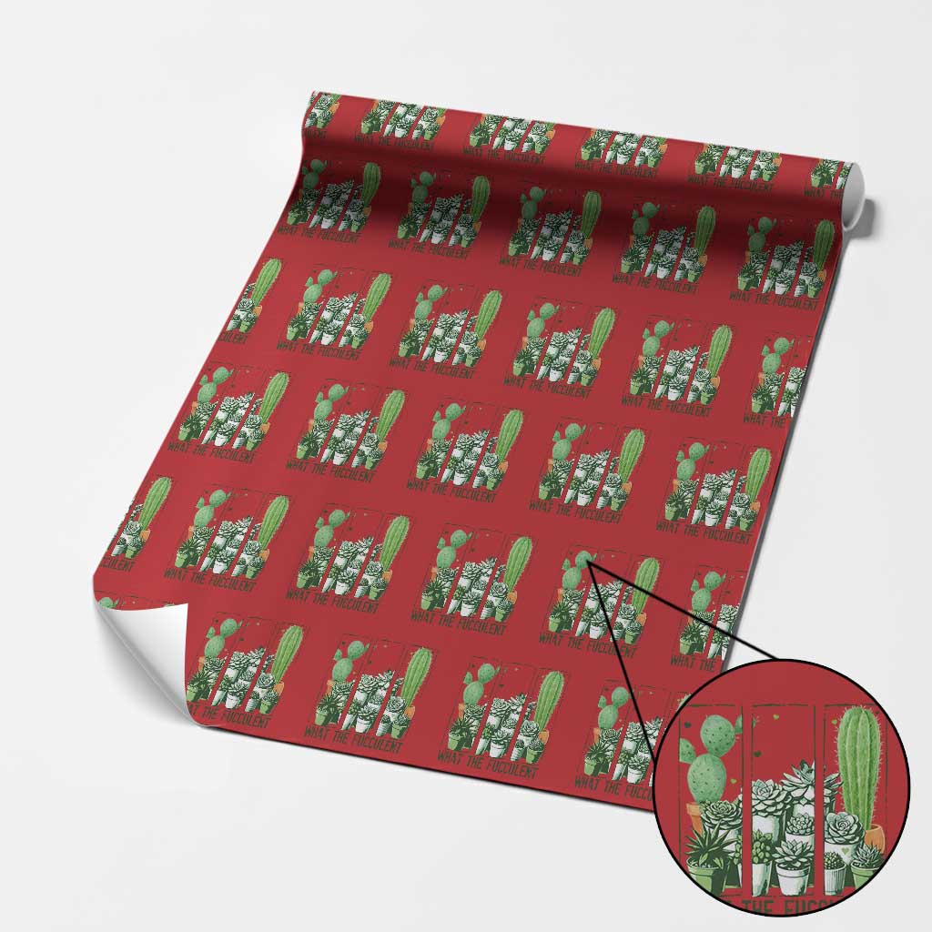 Funny Cactus Plant Lover Wrapping Paper Roll What The Fucculent TS12 Red Print Your Wear