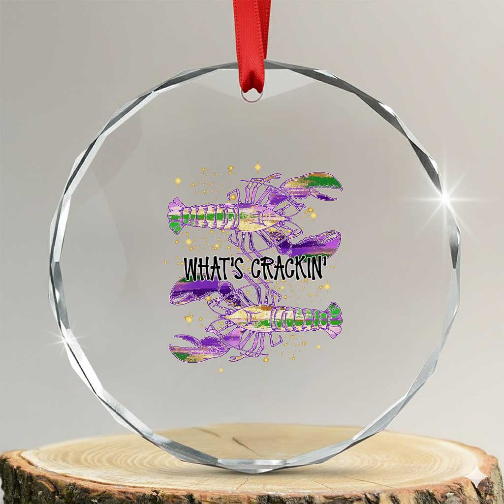 Funny Cajun Crawfish Boil Mardi Gras Crystal Glass Ornament What's Crackin TS11 Transparent Glass 3'' Circle Print Your Wear