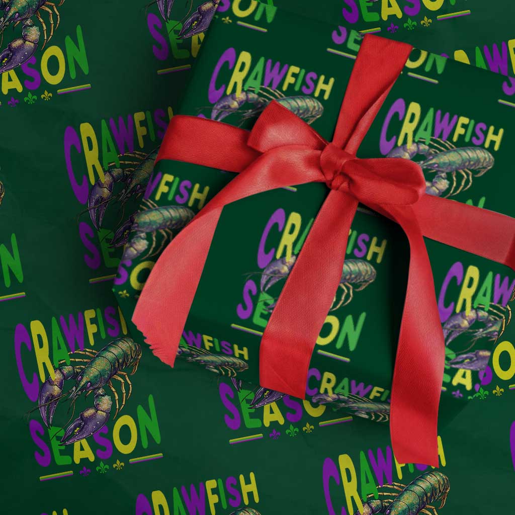 Funny Cajun Crawfish Boil Mardi Gras Wrapping Paper Roll Crawfish Season Fleur De Lis TS11 Green Print Your Wear