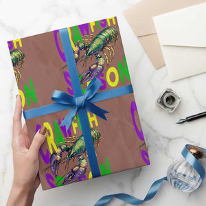 Funny Cajun Crawfish Boil Mardi Gras Wrapping Paper Roll Crawfish Season Fleur De Lis TS11 Mocha Print Your Wear