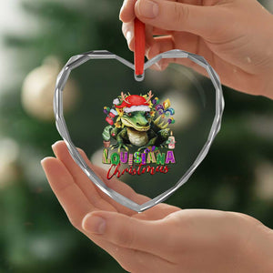Funny Cajun Louisiana Christmas Santa's Alligator Heart Crystal Glass Ornament TS11 Print Your Wear