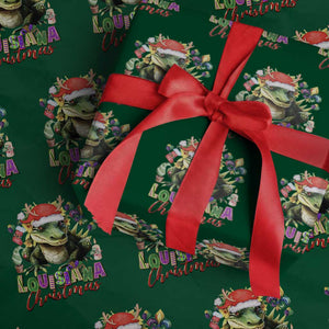 Funny Cajun Louisiana Christmas Santa's Alligator Wrapping Paper Roll TS11 Green Print Your Wear