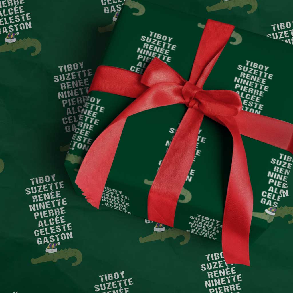 Funny Cajun Louisiana Christmas Wrapping Paper Roll Eight Crocodiles New Orleans Santa TS11 Green Print Your Wear
