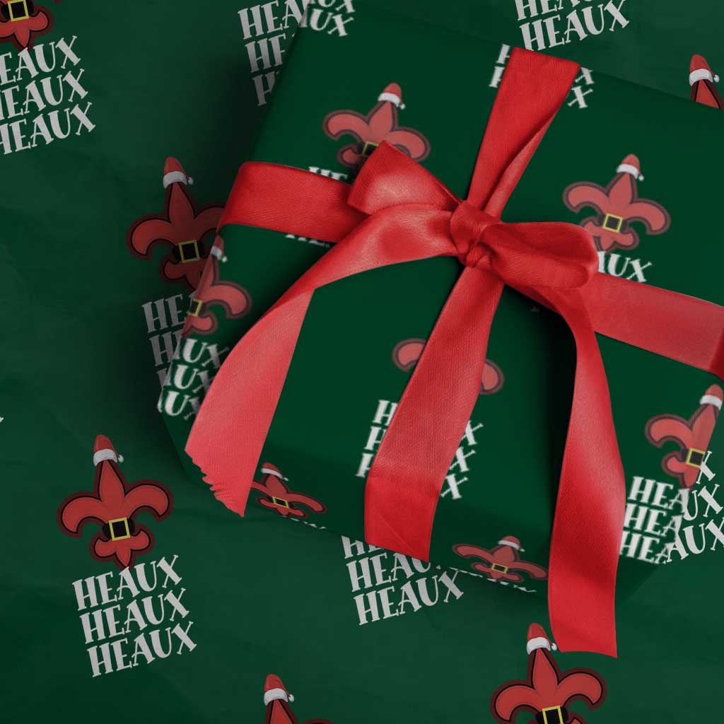 Funny Cajun Louisiana Christmas Wrapping Paper Roll Heaux Heaux Heaux New Orleans Santa Hat TS11 Green Print Your Wear