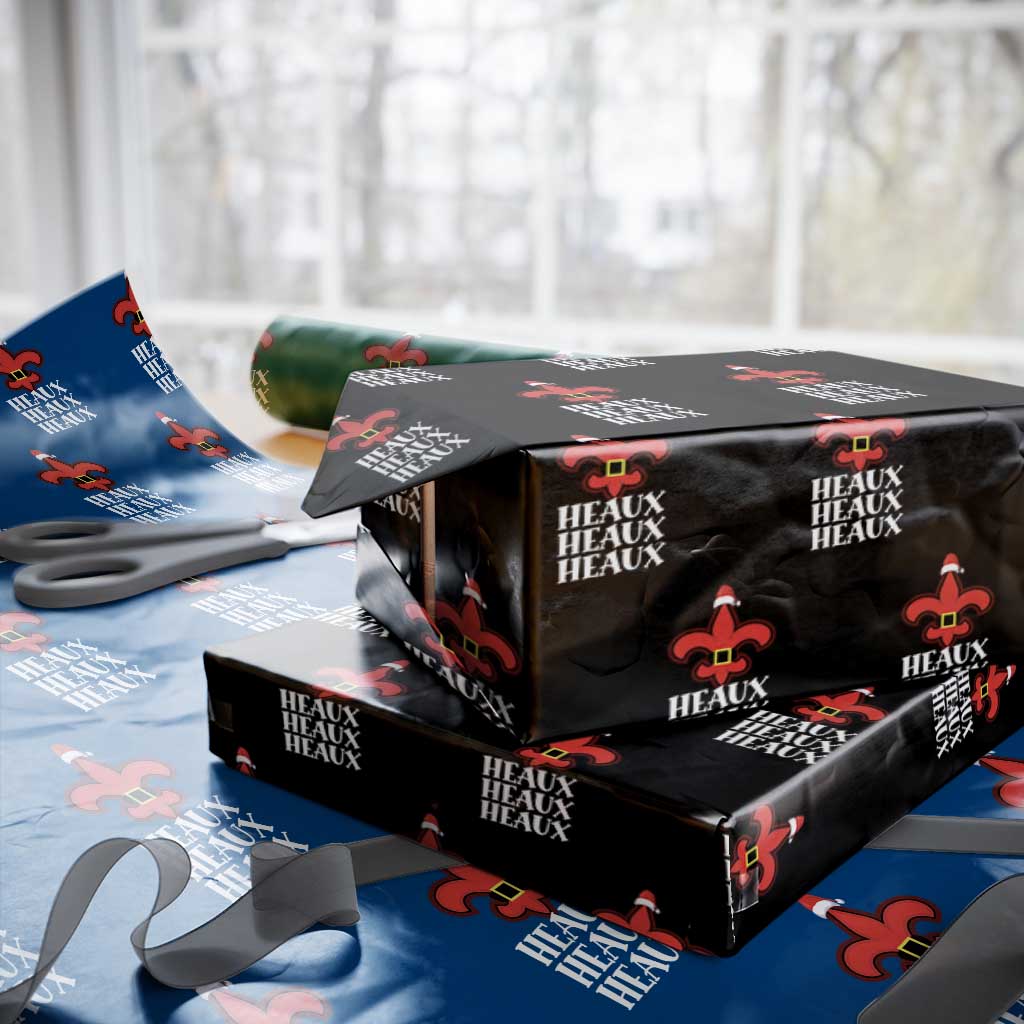 Funny Cajun Louisiana Christmas Wrapping Paper Roll Heaux Heaux Heaux New Orleans Santa Hat TS11 Black Print Your Wear