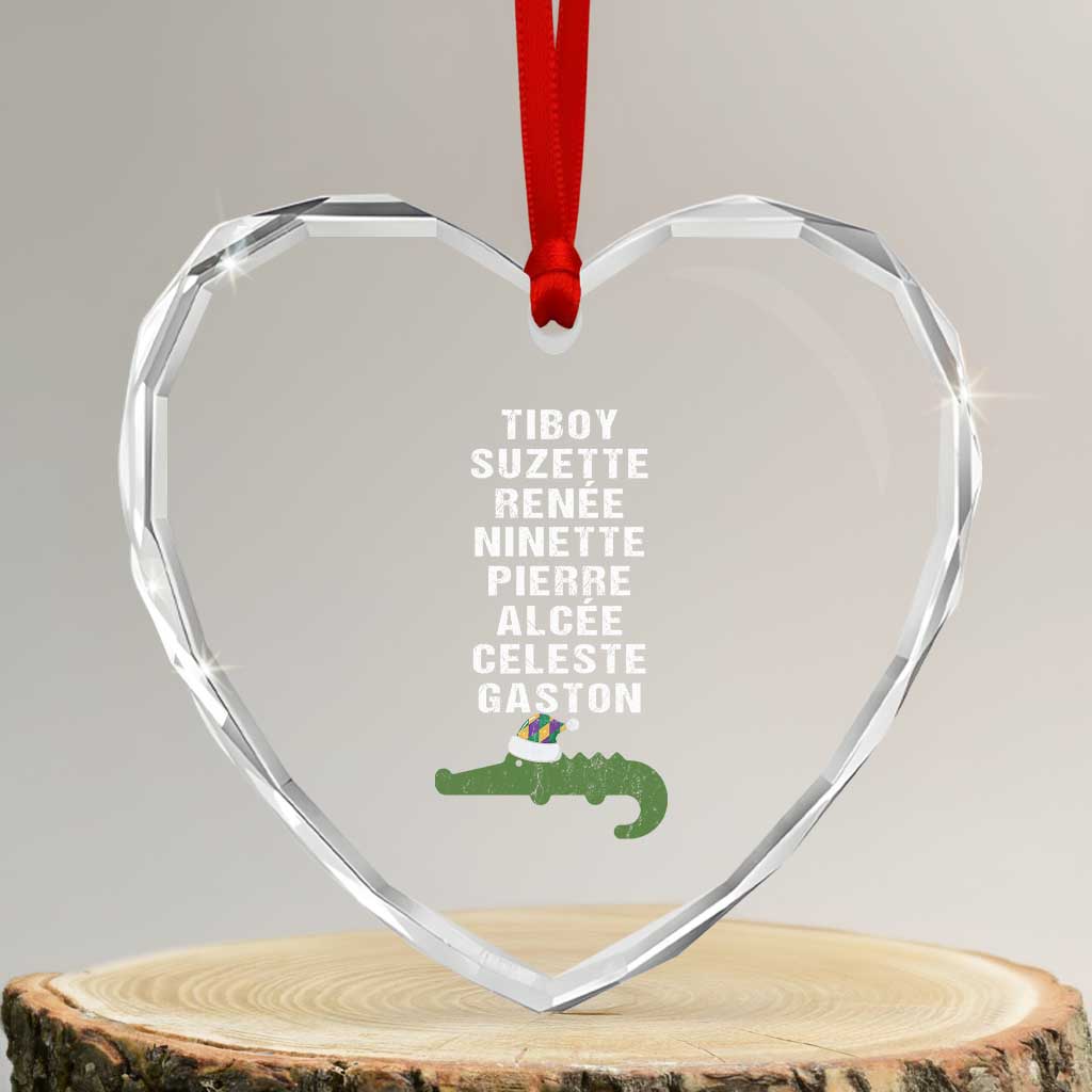 Funny Cajun Louisiana Xmas Heart Crystal Glass Ornament Eight Crocodiles New Orleans Santa TS11 Transparent Glass 3'' Heart Print Your Wear