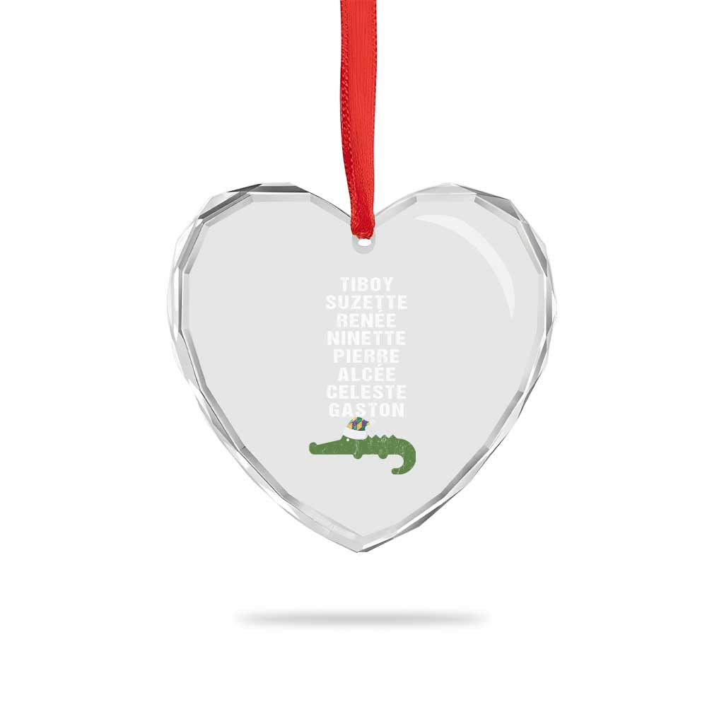 Funny Cajun Louisiana Xmas Heart Crystal Glass Ornament Eight Crocodiles New Orleans Santa TS11 Print Your Wear