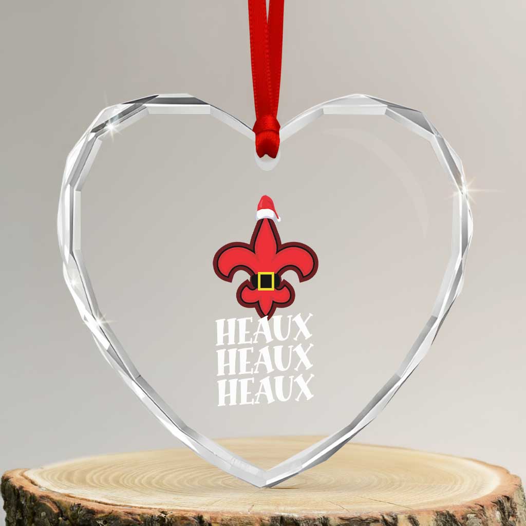 Funny Cajun Louisiana Xmas Heart Crystal Glass Ornament Heaux Heaux Heaux New Orleans Santa Hat TS11 Transparent Glass 3'' Heart Print Your Wear