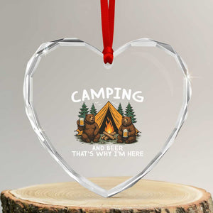 Funny Camping Beer Heart Crystal Glass Ornament Bear Drinking Lover Gift TS14 Transparent Glass 3'' Heart Print Your Wear