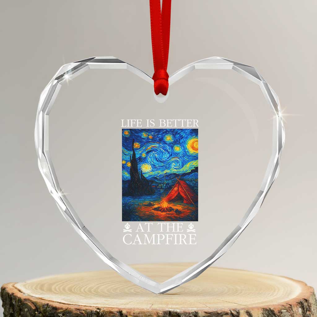 Funny Camping Heart Crystal Glass Ornament Life Is Better At The Campfire TS14 Transparent Glass 3'' Heart Print Your Wear