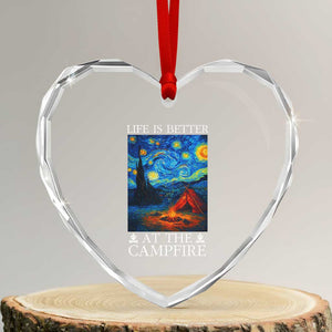 Funny Camping Heart Crystal Glass Ornament Life Is Better At The Campfire TS14 Transparent Glass 3'' Heart Print Your Wear