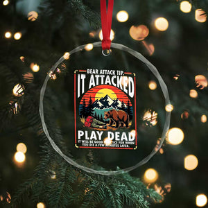 Funny Camping Hiking Sarcastic Crystal Glass Ornament Bear Attack Tip TS14 Print Your Wear