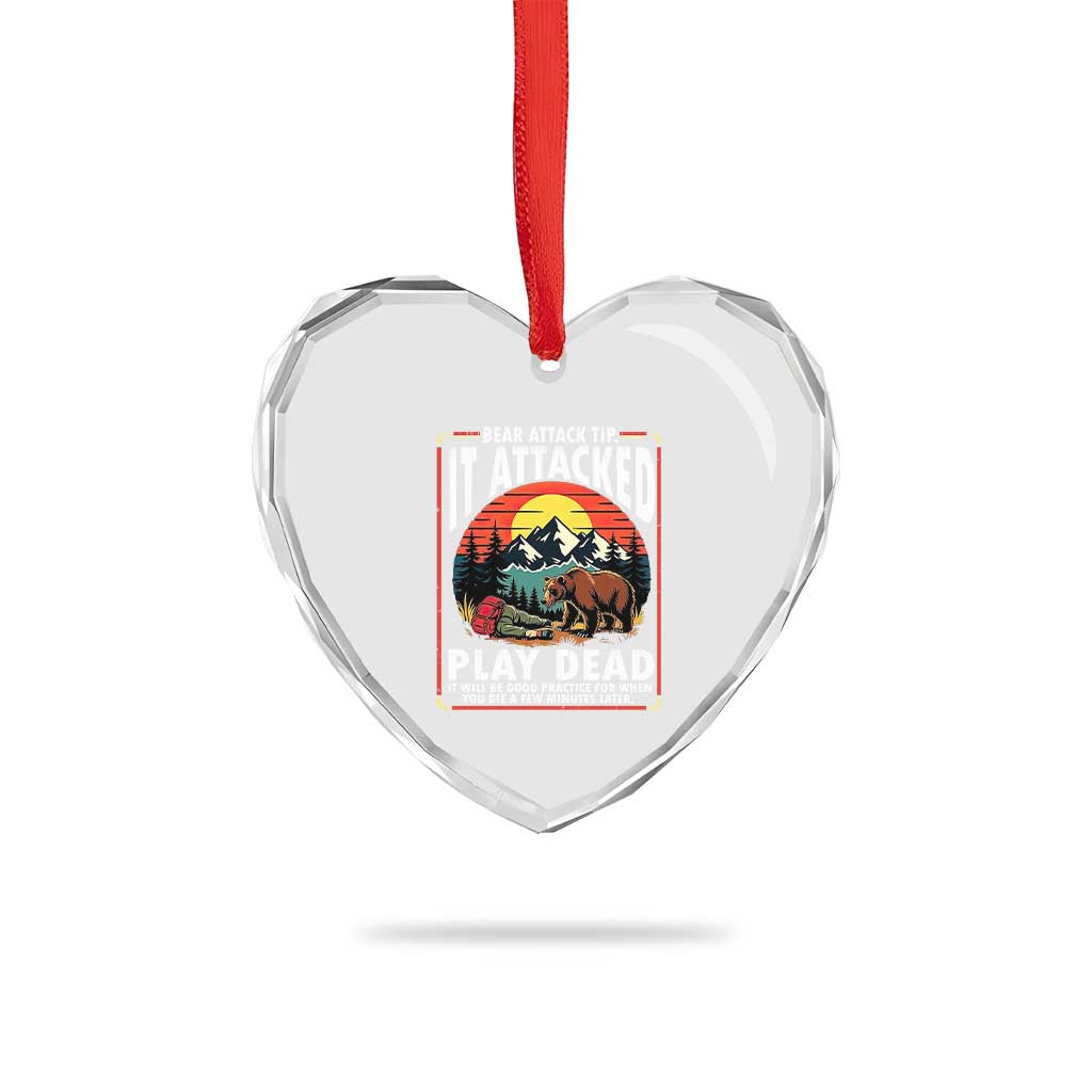 Funny Camping Hiking Sarcastic Heart Crystal Glass Ornament Bear Attack Tip TS14 Print Your Wear