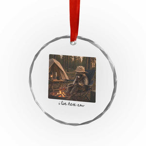 Funny Camping Raccoon Crystal Glass Ornament I Live Here Now Outdoor Lover TS12 Print Your Wear