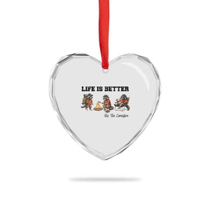 Funny Camping Raccoon Heart Crystal Glass Ornament Life Is Better By The Campfire