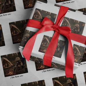 Funny Camping Raccoon Wrapping Paper Roll I Live Here Now Outdoor Lover