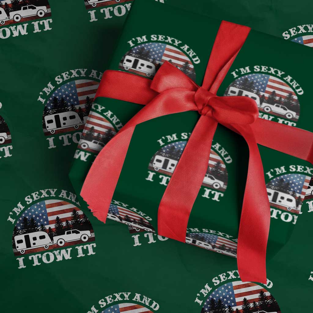 Funny Camping RV Camper Truck Wrapping Paper Roll I Am Sexy And I Tow It TS14 Green Print Your Wear
