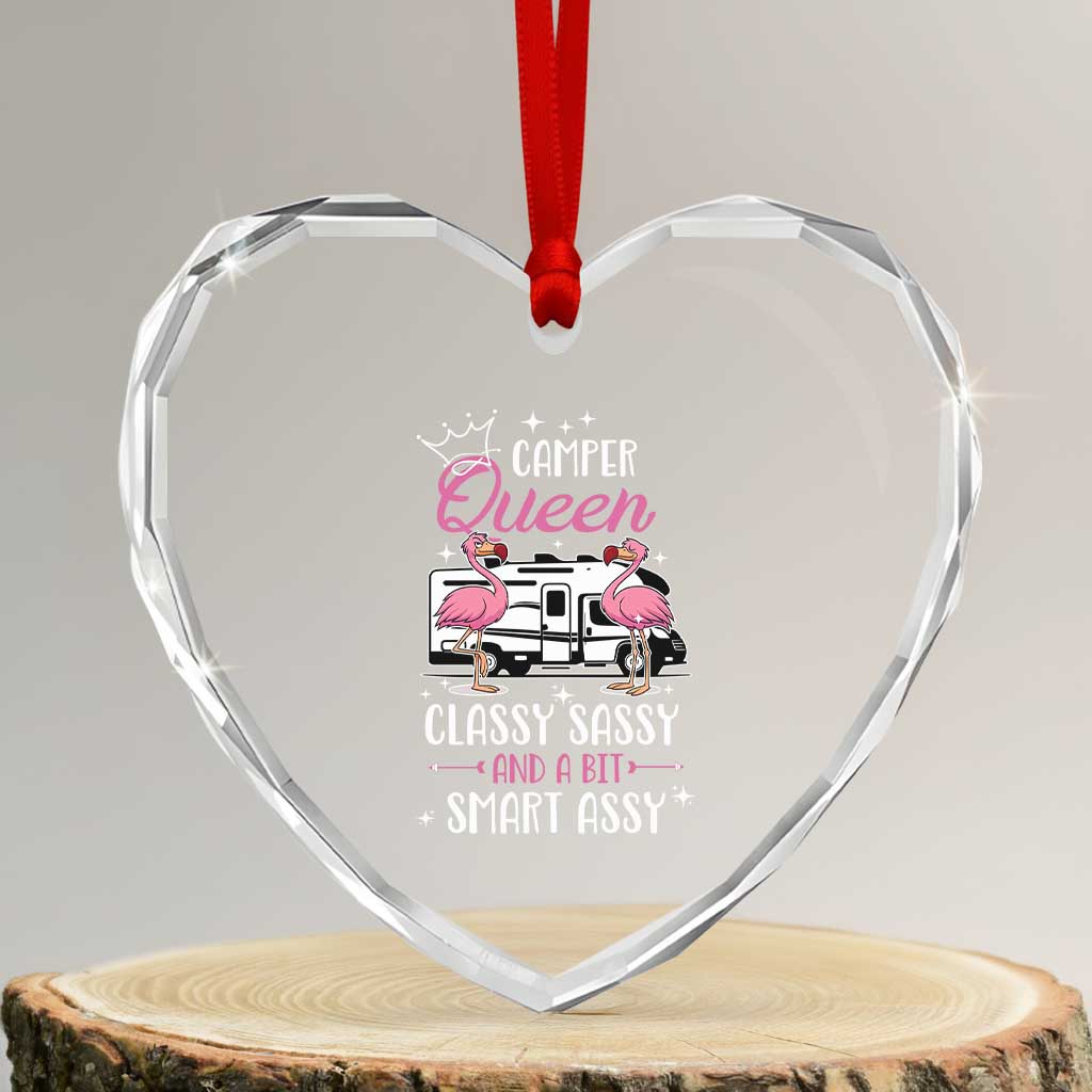 Funny Camping RV Heart Crystal Glass Ornament Camper Queen Classy Sassy And A Bit Smart Assy TS14 Transparent Glass 3'' Heart Print Your Wear
