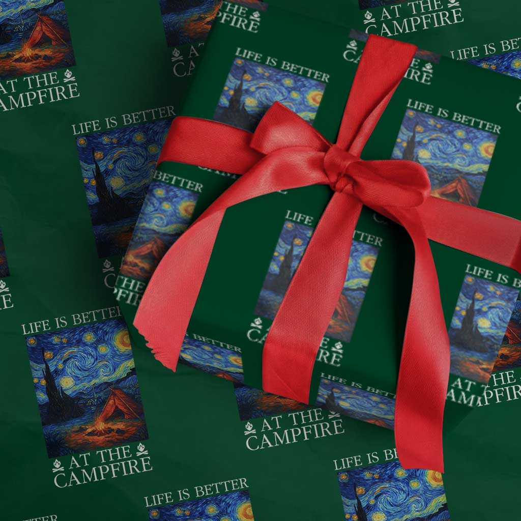 Funny Camping Wrapping Paper Roll Life Is Better At The Campfire TS14 Green Print Your Wear