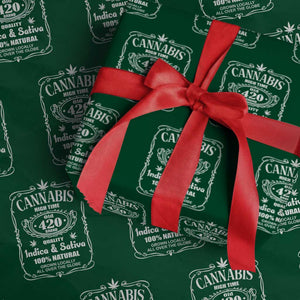 Funny Cannabis High Time Wrapping Paper Roll Old 420 Quality Indica & Sativa Weed TS02 Green Print Your Wear