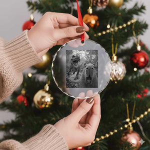 Funny Capybara Selfie With Dinosaur Meme Crystal Glass Ornament Animal Humor Gift TS12 Print Your Wear