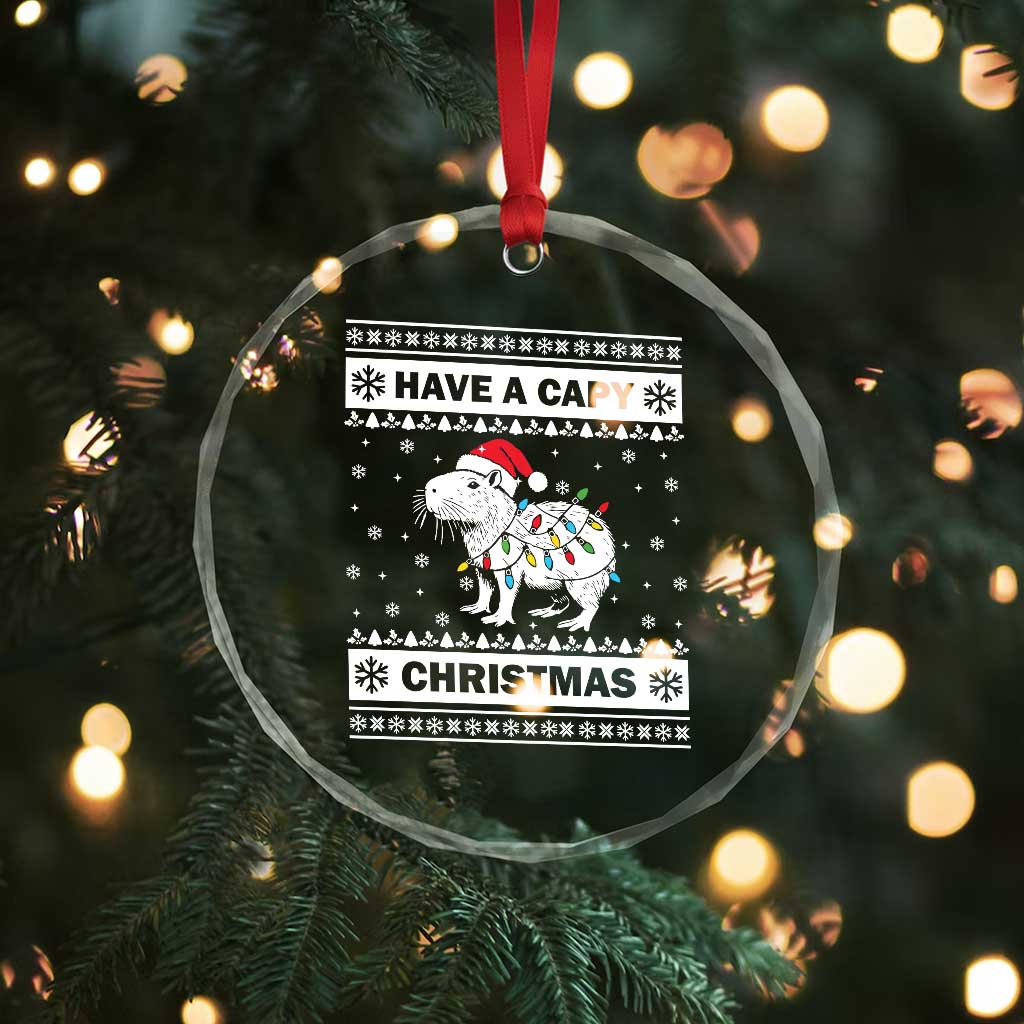 Funny Capybara Xmas Crystal Glass Ornament Have A Capy Christmas Light TS09 Print Your Wear