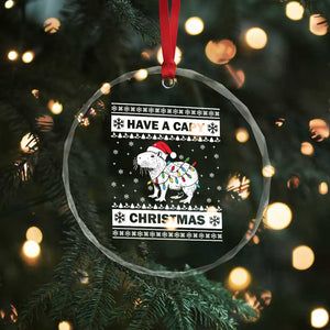 Funny Capybara Xmas Crystal Glass Ornament Have A Capy Christmas Light TS09 Print Your Wear