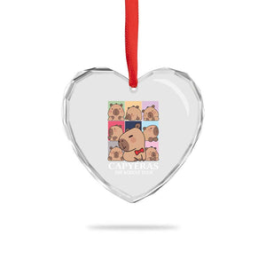 Funny Capybara Xmas Heart Crystal Glass Ornament Capyeras The Rodent Tour TS09 Print Your Wear