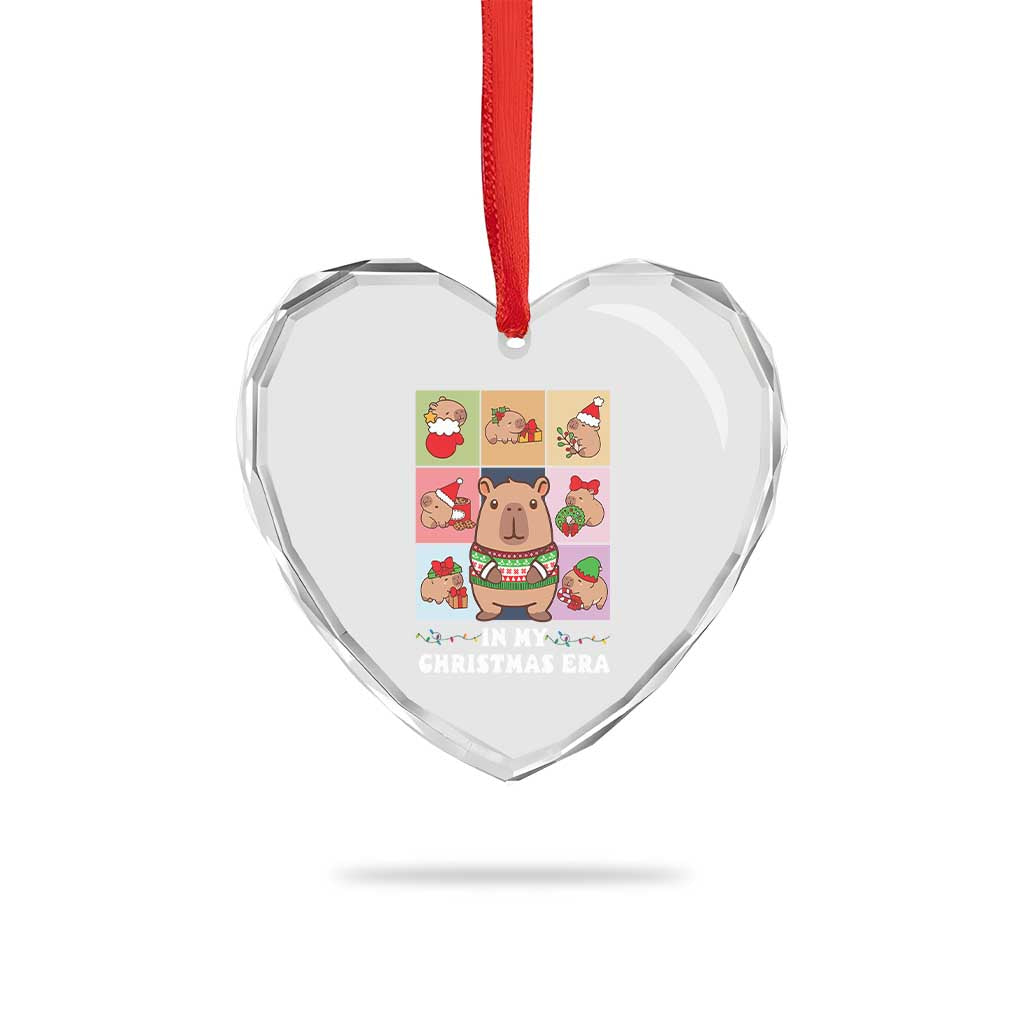 Funny Capybara Xmas Heart Crystal Glass Ornament In My Christmas Era TS09 Print Your Wear