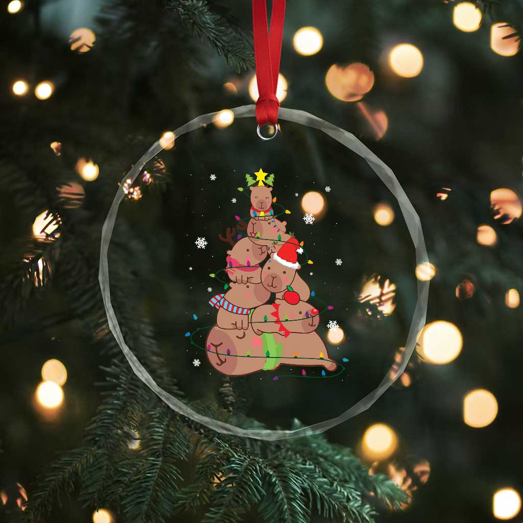 Funny Capybara Xmas Tree Crystal Glass Ornament TS09 Print Your Wear