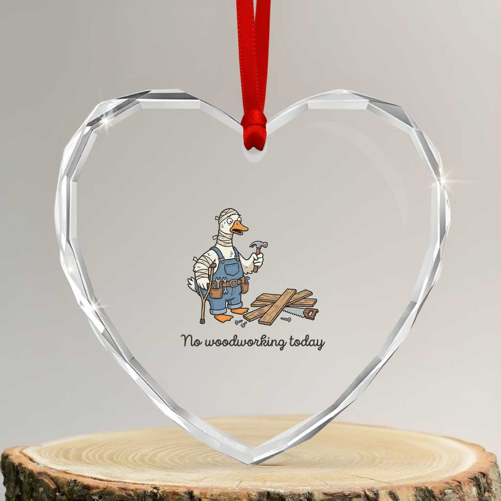 Funny Carpenter Duck Heart Crystal Glass Ornament No Woodworking Today TS12 Transparent Glass 3'' Heart Print Your Wear