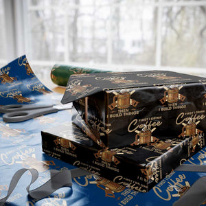 Funny Carpenter Woodworking Wrapping Paper Roll First I Drink Coffe Then I Build Things TS14 Black Print Your Wear