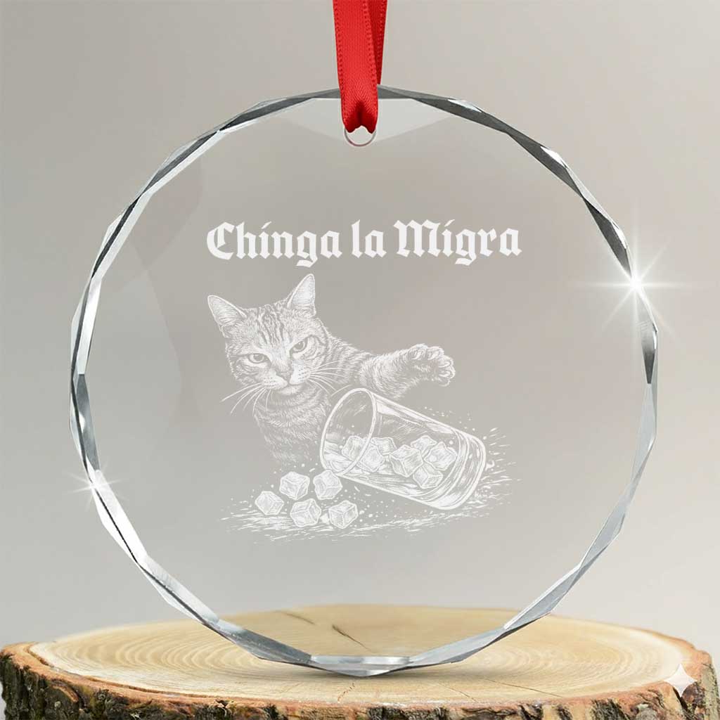 Funny Cat Anti ICE Meme Crystal Glass Ornament TS14 Transparent Glass 3'' Circle Print Your Wear