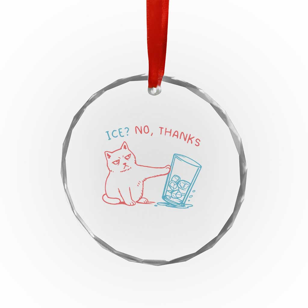 Funny Cat Anti ICE Political Protest Crystal Glass Ornament Ice? No Thanks TS14 Print Your Wear
