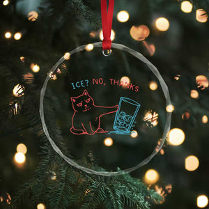 Funny Cat Anti ICE Political Protest Crystal Glass Ornament Ice? No Thanks TS14 Print Your Wear