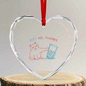 Funny Cat Anti ICE Political Protest Heart Crystal Glass Ornament Ice? No Thanks TS14 Transparent Glass 3'' Heart Print Your Wear