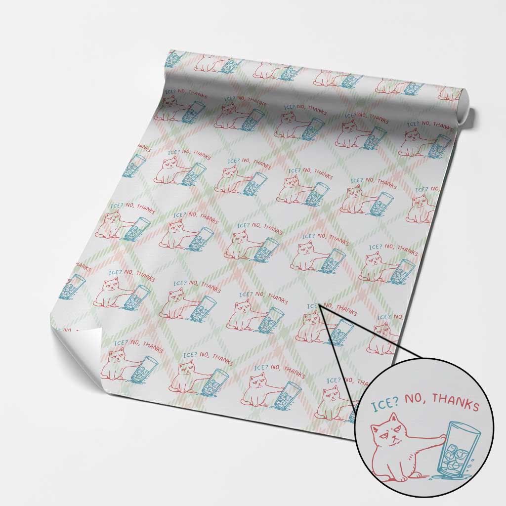 Funny Cat Anti ICE Political Protest Wrapping Paper Roll Ice? No Thanks TS14 Christmas Plaid Print Your Wear