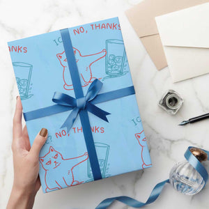 Funny Cat Anti ICE Political Protest Wrapping Paper Roll Ice? No Thanks TS14 Light Blue Print Your Wear