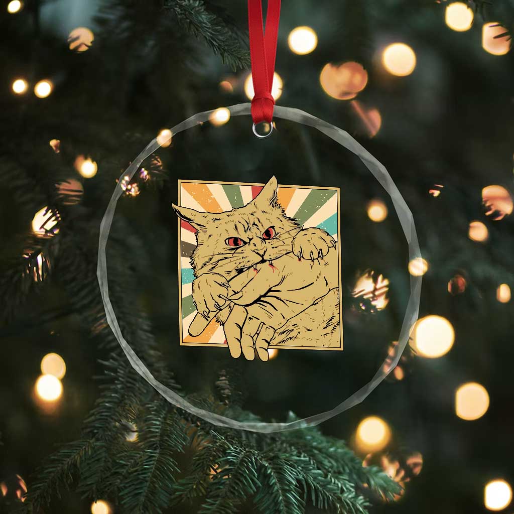 Funny Cat Bite Horror Anime Crazy Kitten Japanese Crystal Glass Ornament TS11 Print Your Wear