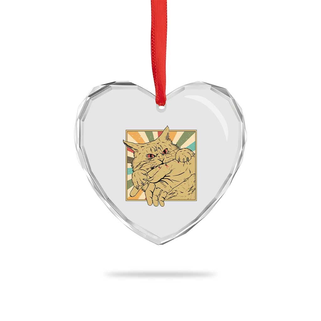 Funny Cat Bite Horror Anime Crazy Kitten Japanese Heart Crystal Glass Ornament TS11 Print Your Wear