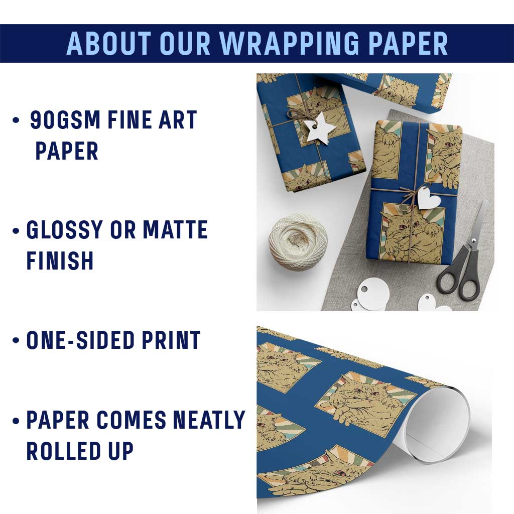 Funny Cat Bite Horror Anime Crazy Kitten Japanese Wrapping Paper Roll TS11 Print Your Wear