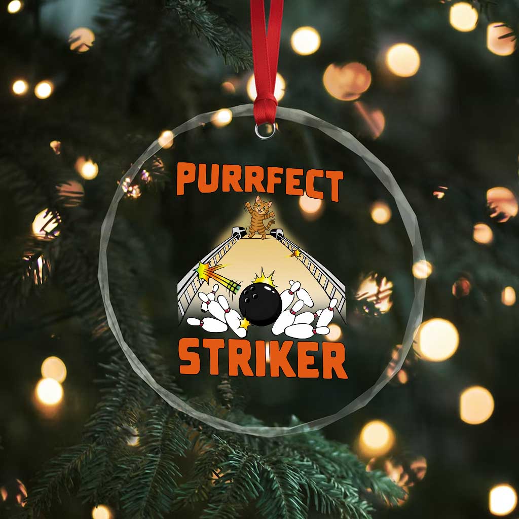 Funny Cat Bowling Gift Crystal Glass Ornament Purrfect Striker TS12 Print Your Wear