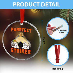 Funny Cat Bowling Gift Crystal Glass Ornament Purrfect Striker TS12 Print Your Wear