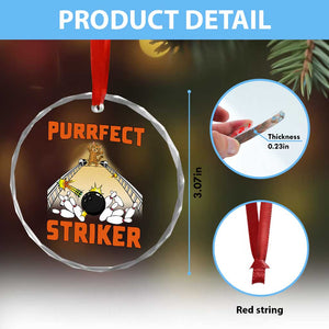 Funny Cat Bowling Gift Crystal Glass Ornament Purrfect Striker TS12 Print Your Wear