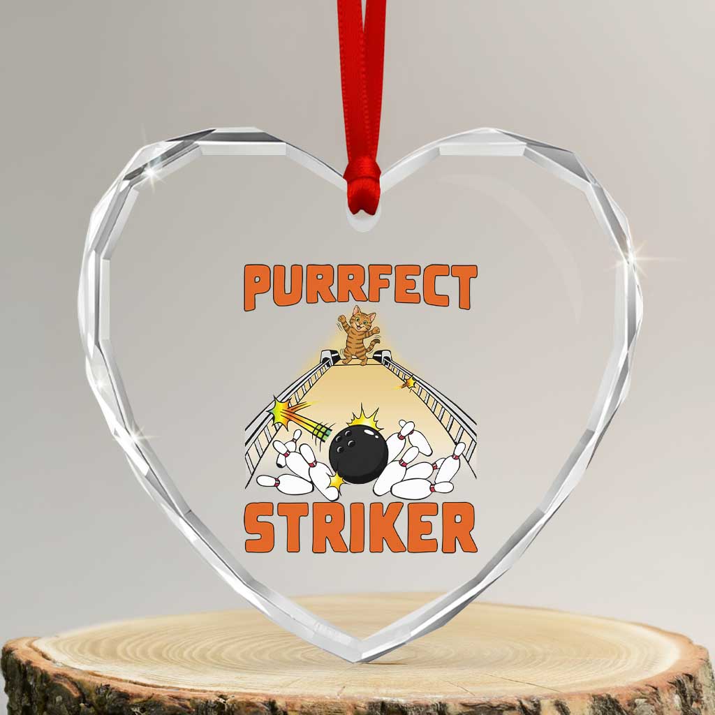 Funny Cat Bowling Gift Heart Crystal Glass Ornament Purrfect Striker TS12 Transparent Glass 3'' Heart Print Your Wear
